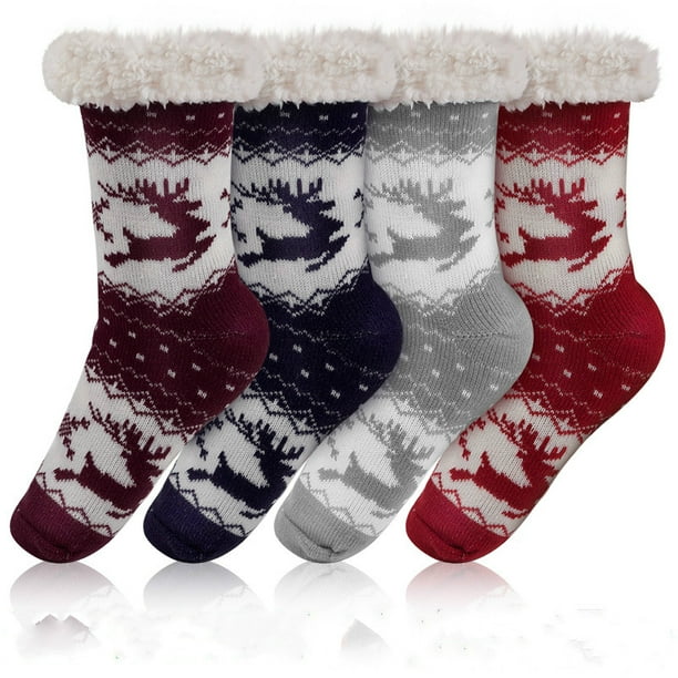 Christmas Women Winter Fluffy Fleece Lined Bed Socks Floor Socks Thick Trend